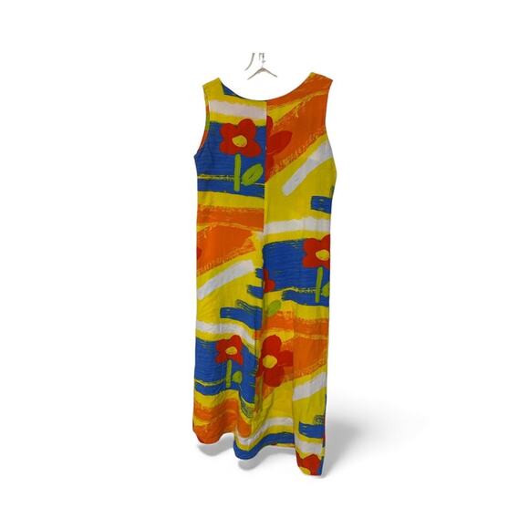 JAMS WORLD Vtg Floral Beach Hawaii POCKETS Button Up Midi Dress SZ S - Picture 2 of 5